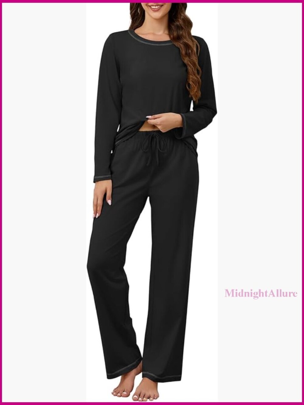 100% Cotton 2 Piece Pajama Set Long Sleeve Soft Lounge Pjs with Pockets
